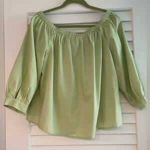 LOFT Light Green Off-Shoulder Blouse